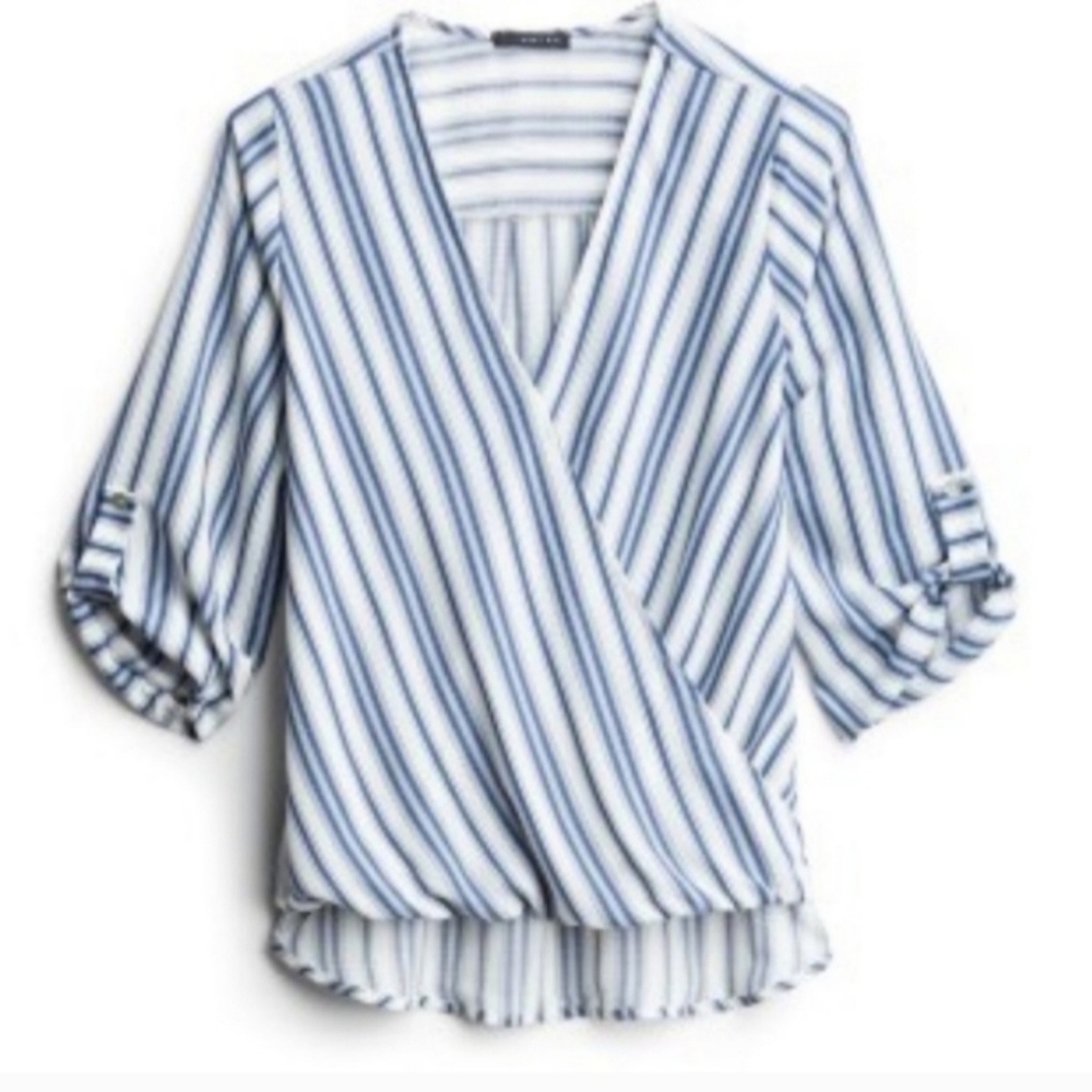 Blue and white striped top